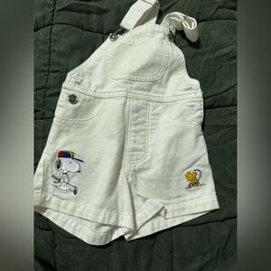 Kids White Snoopy Overalls